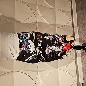 S/M STRETCH Nylon Mickey Mouse Print Skirt